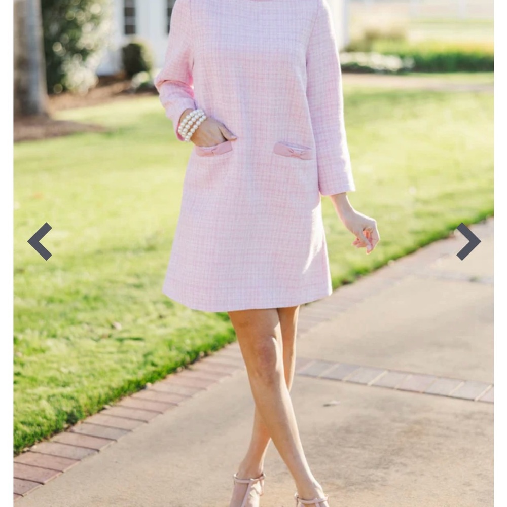 Shop the Mint Ask You Out Pink L/S Tweed Dress